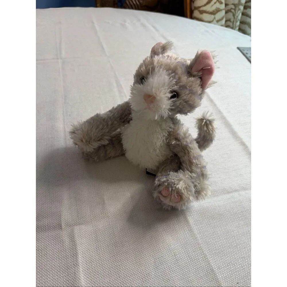 First & Main Kit Kat 7” Sitting Grey Tabby Cat Bean Bag Plush #3014